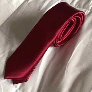 Bundle 2 For $40 ~Poly Satin Red Skinny Necktie